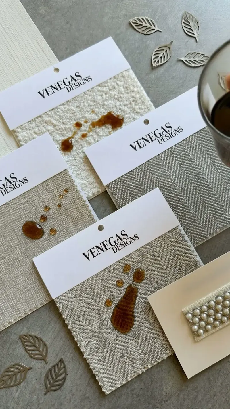 Performance fabric samples in different colors and textures